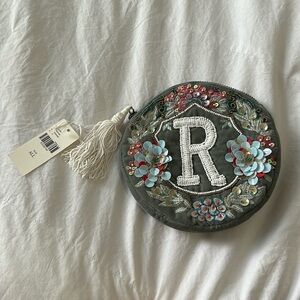 Anthropologie ‘R’ zipper pouch